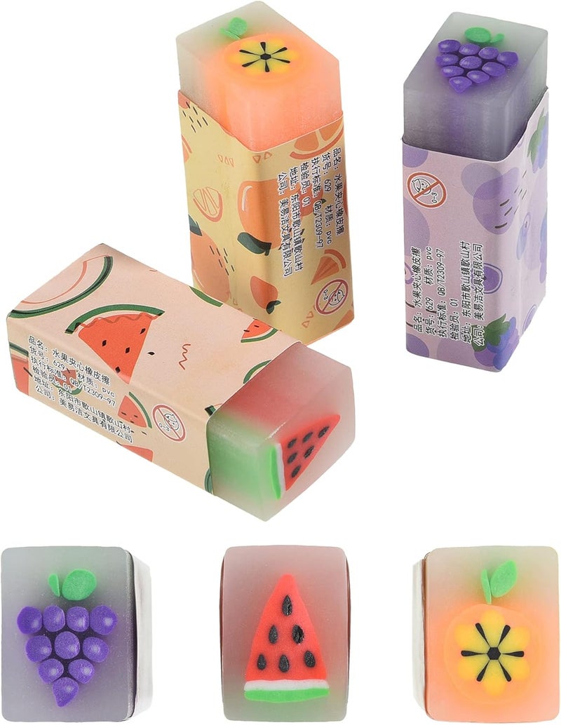 MGTECH 15Pcs Cute Fruit Erasers for Kids, Fun Food Pencil Erasers for School Supplies Prize Gifts Party Favors - Image 1